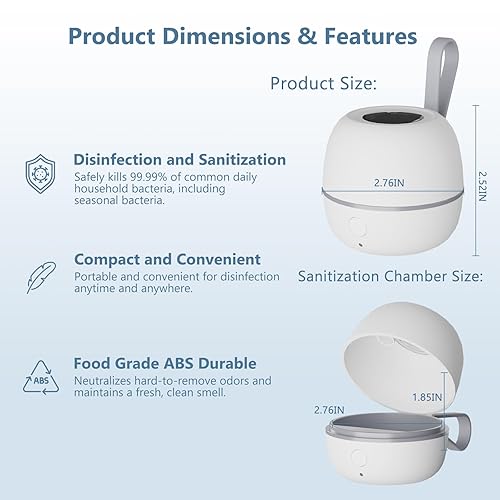 Miniatura 4 de Desinfectante portátil para chupete, caja desinfectante con luz UV, 99.99% de limpieza en 3 minutos, duración de la batería de 180 minutos,