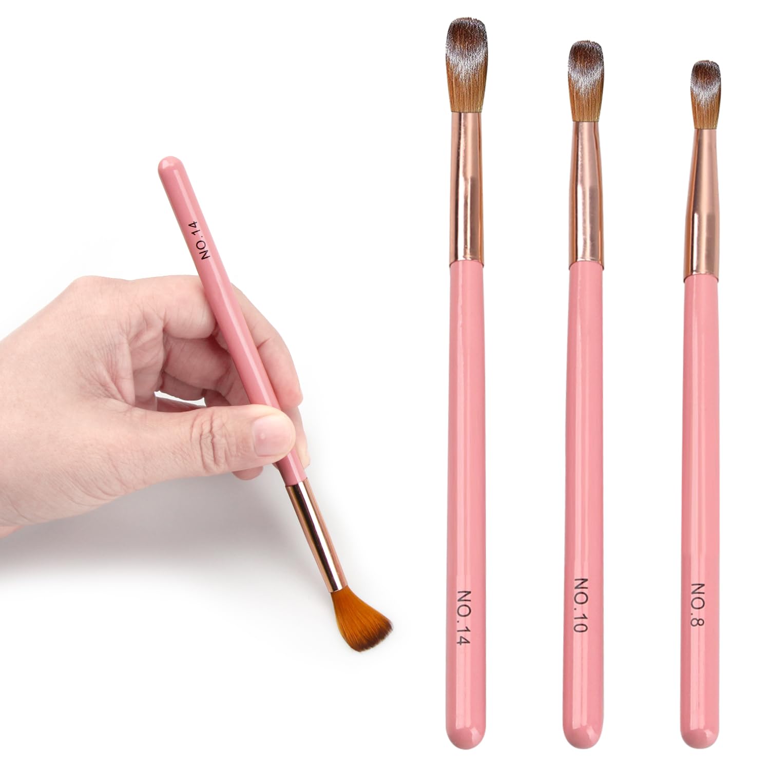 3 Pcs Acrylic Nail Brush Set for Powder, Nail Extension Art Design Women Gift Set – Manicure & Pedicure Brushes for Professional Use