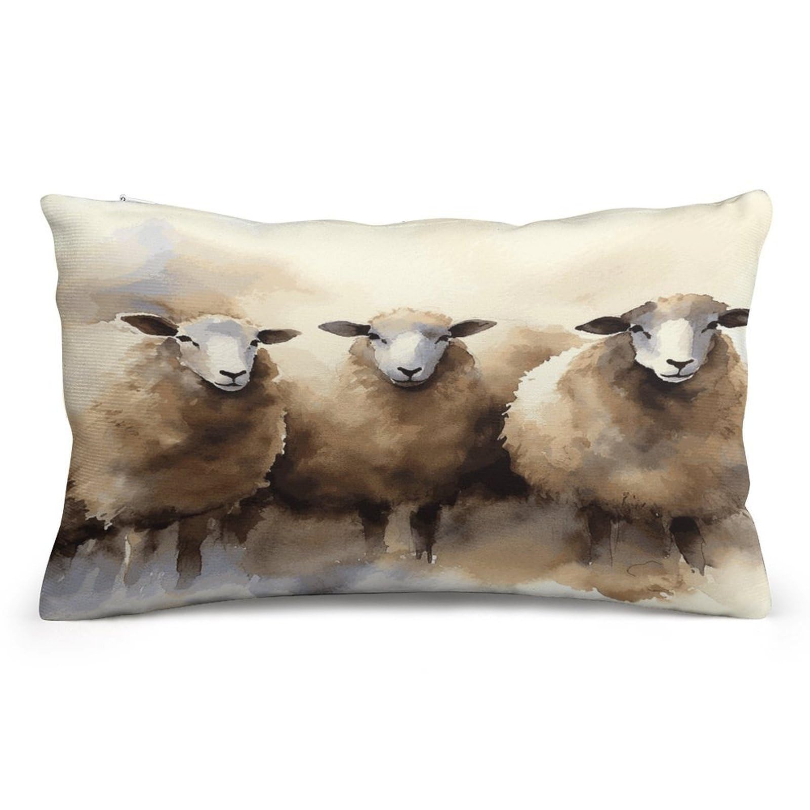 Wsoihfec Style Sheeps Watercolor Throw Pillow Covers Decorative, Pillow Cases Soft Plush, Modern Farmhouse Boho Cushion Cover For Bed Couch Sofa Living Room Spring Decor8 X12