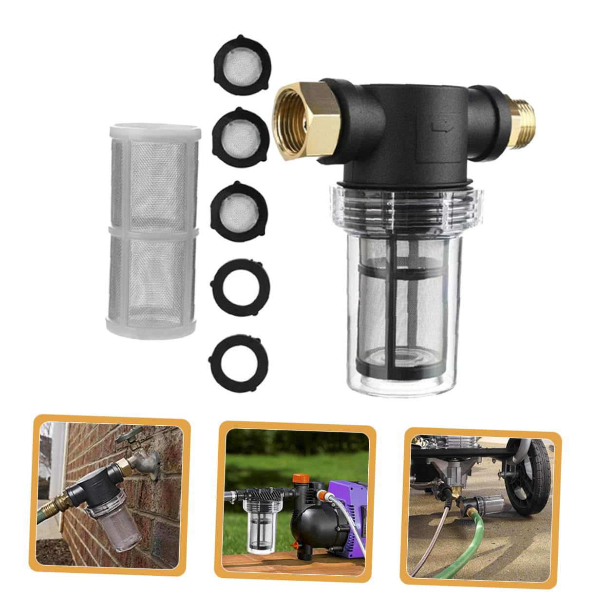 INOOMP 3ensembles Filtre De Rotatif pour Évier Purificateur Eau avec Préfiltre pour Éliminer Boue Et Impuretés Installation Facile
