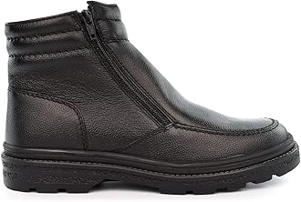 GenericMens Wide Open Leather Ankle Boots Mens Leather Boots With Thermal Lining And Twin Zip Fastening Black