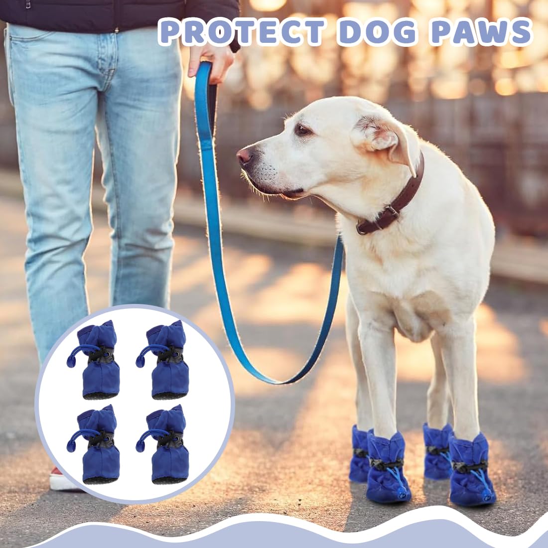 Lot de 4 bottes pour Cana Paw Protector, chaussettes antidérapantes pour chiens, chaussures pour chien avec sangles réfléchissantes, chaussures pour réglables, chaussures pour protecteurs de