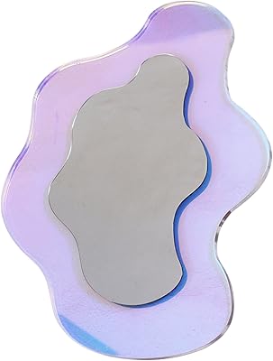 XIAOYUE Wavy Mirror, Wavy Acrylic Mirror, Rainbow Irregular Aesthetic Vanity Mirror Frameless, Retro Mirror for Living Room, Bedroom, and Minimal Spaces Home Decor (8.27'x11.81')