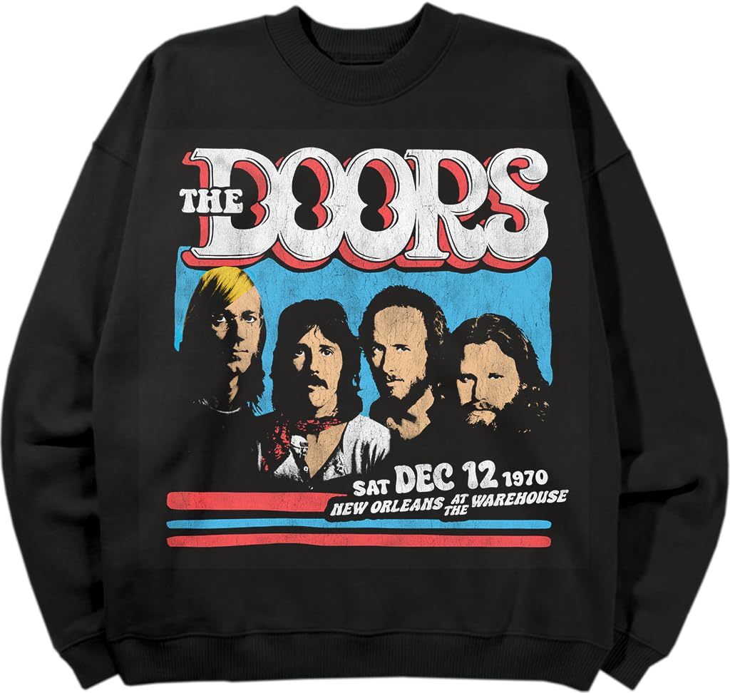 The Doors Official Merch New Orleans at the Warehouse Sweatshirt, Black, Small