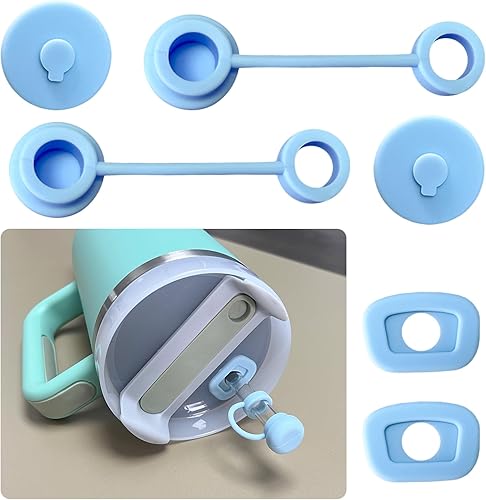6PC Silicone Spill Proof Stopper for Stanley Cup 2.0 40oz 30oz, Reusable Stanley Tumbler Accessories straw cover Including 2 Square Spill Stopper,2