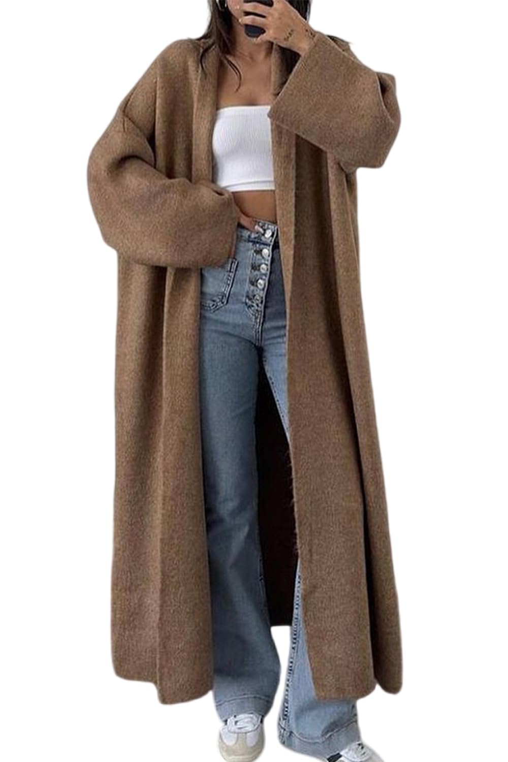 yoeasy Womens Open Front Long Cardigan Oversized Chunky Knit Dusters Sweaters Coat Fall Trendy Maxi Sweater Outwear