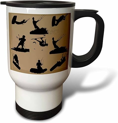 3dRose Kitesurf Black Silhouette Photo Montage Pattern - Travel Mugs (tm_357163_1)