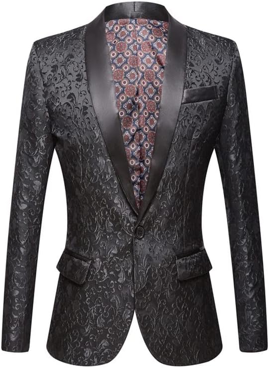 Men's Floral Tuxedo Paisley Blazers Slim-Fit Jackets Shawl Lapel Suit Wedding Prom Dinner Party