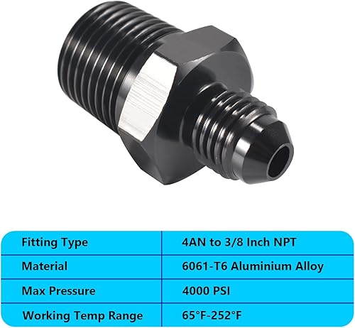 Miniatura 10 de STPCTOU 8AN - Adaptador de tubería macho a NPT de 14 pulgadas, adaptador recto de aluminio de 8AN a 14 de pulgada NPT para accesorios de sistema de