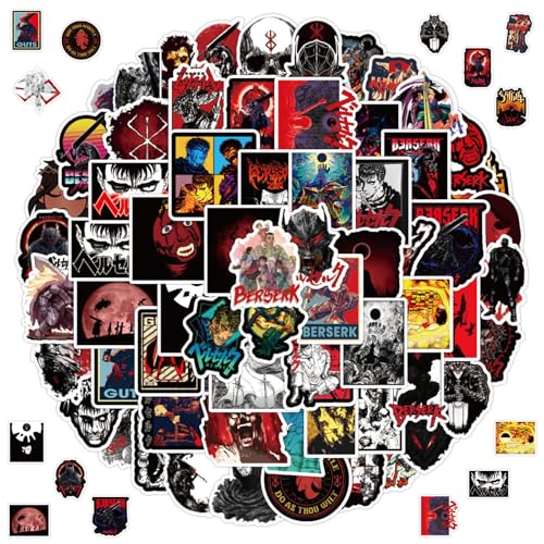 2 X 50 Pegatinas Anime Berserks, Pegatinas de Dibujos Animados, Pegatina de Anime para Niños, Vinilo Impermeables Pegatina, para Portátiles, Botellas de Agua, Coches, Motos, Bicicletas