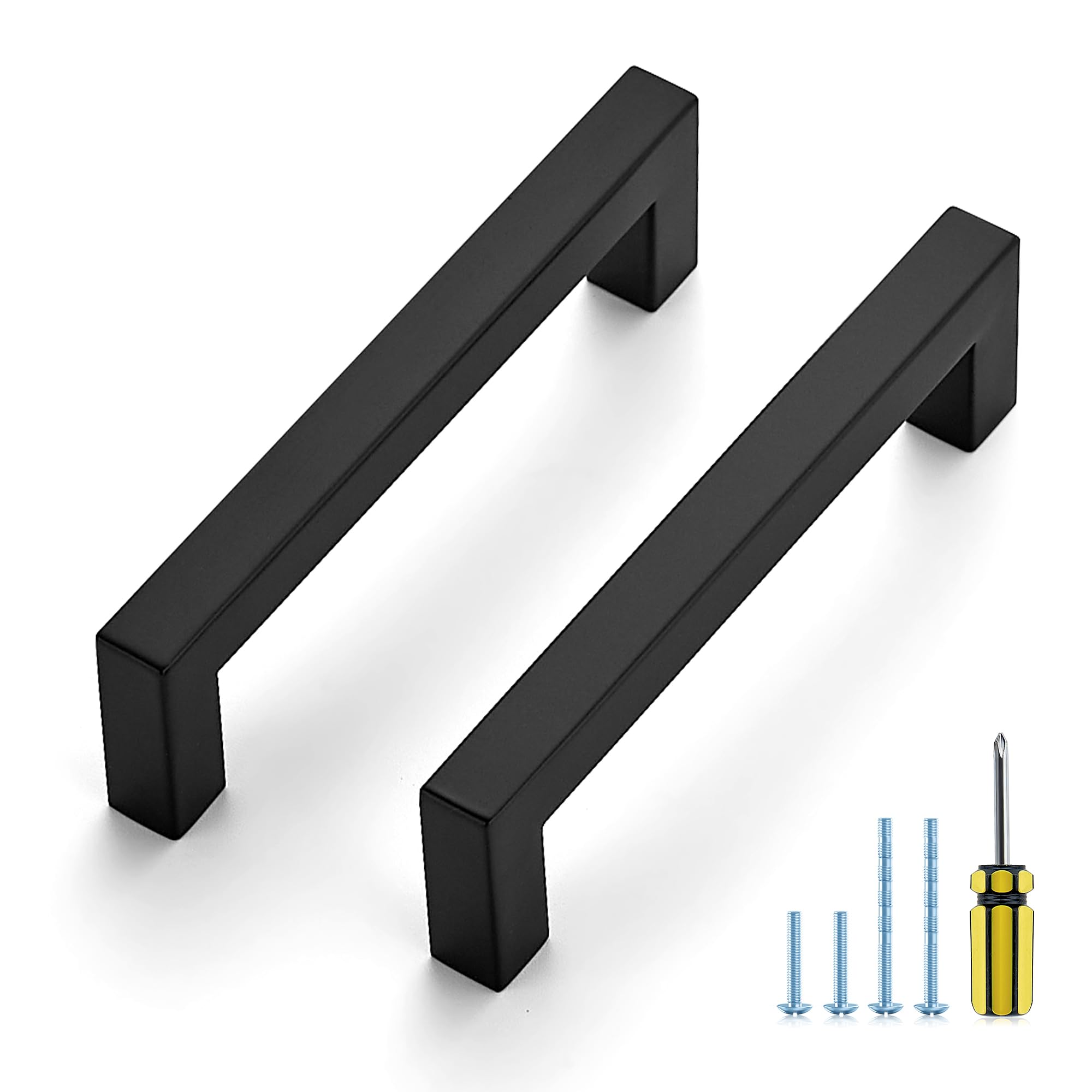 Ravinte Matte Black Square Pulls Cabinet Handles,4-1/2 Inch,10 Pack