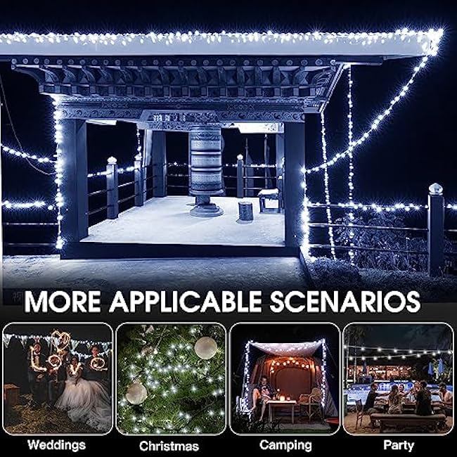 Solar String Lights Outdoor, 2 Pack 79FT 200 LED Waterproof Solar Christmas Lights with 8 Lighting Modes for Tree Yard Garden Party Xmas Decorations