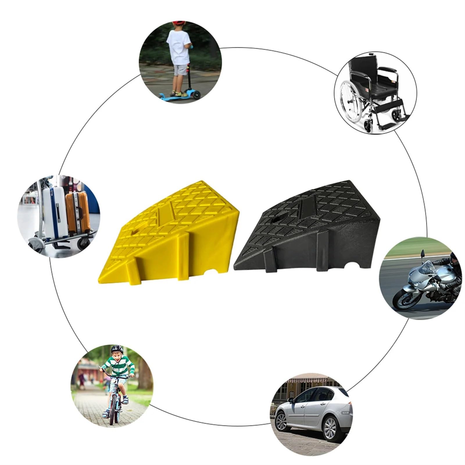 Genérico Kit de rampa de Acceso portátil de Alta Resistencia - Rampa de Acceso de plástico Ligero para Autos, Camiones, remolques, Bicicletas y Motocicletas - Solución Duradera de 25 x 27 x