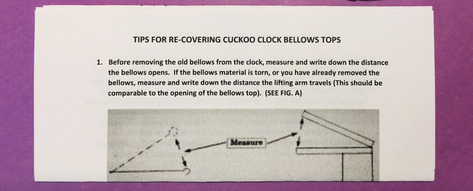 Generic Cuckoo Clock Recovery Paper Bellow Roll 2”x 60” w/Instruction, White