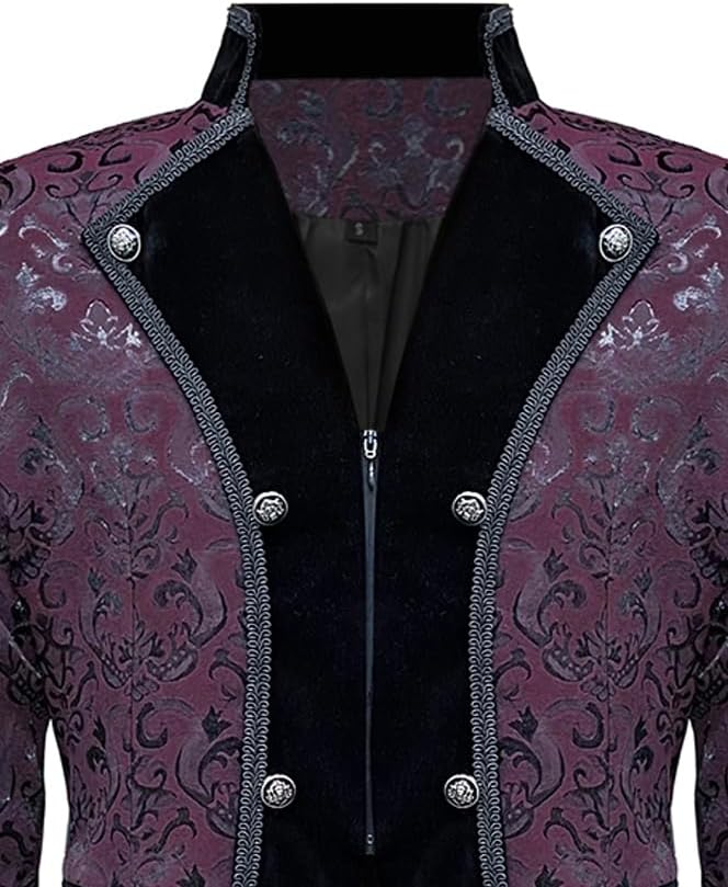 Men Steampunk Medieval Jacket Victorian Vampire Pirate Frock Coat Costume - Image 5