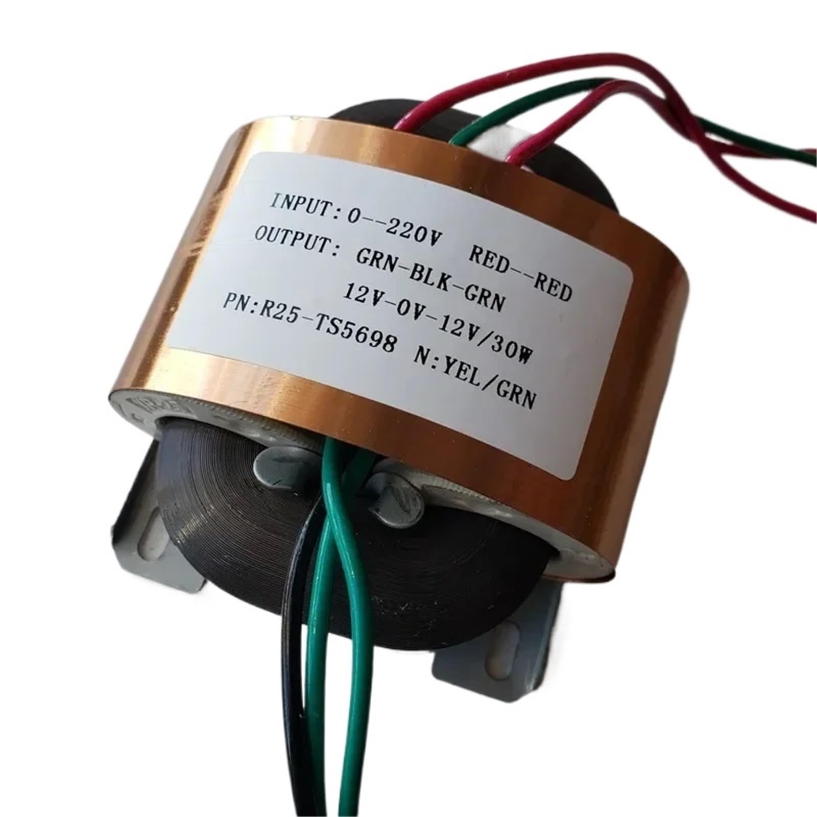 Core Transformer 30W Dual 12V 15V 18V 24V R25 220V To 12V-0-12V Custom Copper Shield For Power Supply Amplifier(R25 24V-0-24V 0.6A)