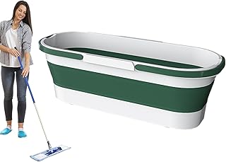 Rectangular Collapsible Handy Basket, Portable Rubber Folding Bucket, PP Water Pail Bucket with Sturdy Handle, Multiuse Foldable Tub for RV Camping Cleaning Mop House Cleaning