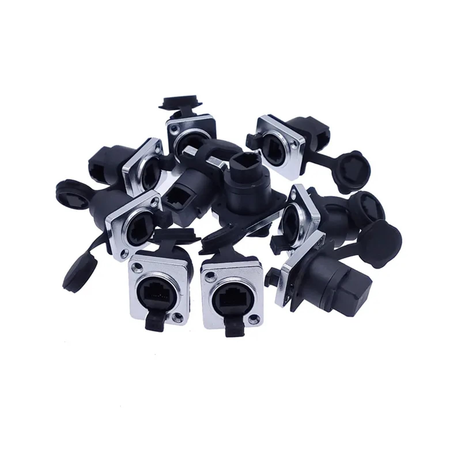 10-częściowe złącze sieciowe RJ45 z gumową osłoną 8p8c typ D gniazdo do montażu na panelu Ethernet (10 x proste gniazdo)