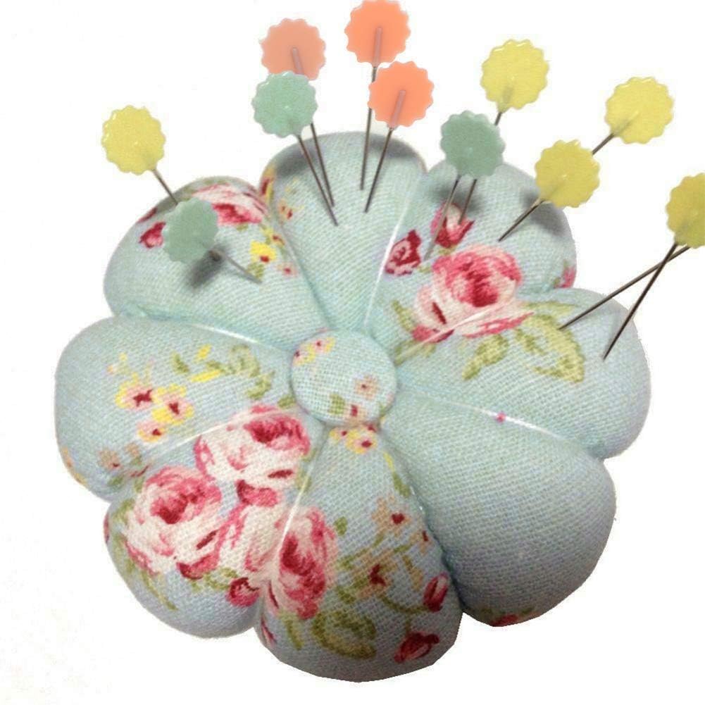 Quilting Pins 200Pcs Flat Head Decorative Sewing Pins/Long Straight Pins/Flower Head Pins/Colored Flat Button Pins with A Clear Cases, Extra Fine for Dressmaking Jewelry Components Flower (B)