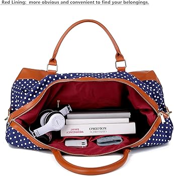 BAOSHABorsa da viaggio grande con beauty case HB-14, Beige/Bianco