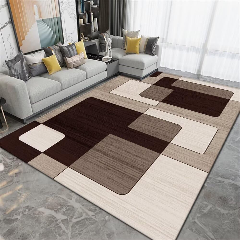 Tapis interieur 120X160CM de conception geometrique lavable en machine pour salon
