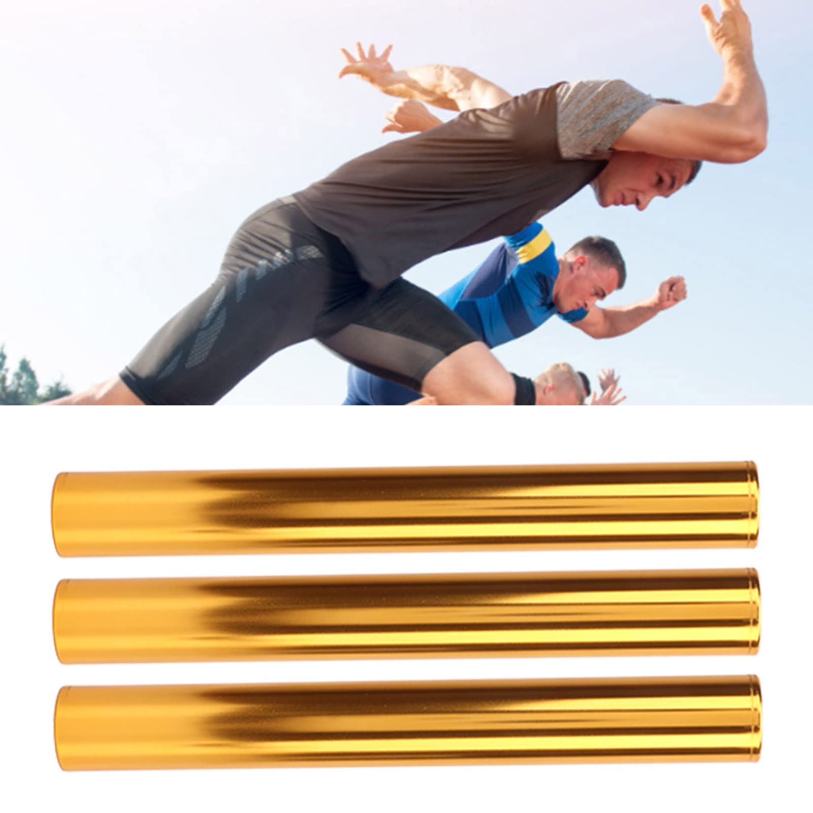 Bâton de Relais D'athlétisme en Aluminium 3PCS, Équipement de Course Sportive, Taille Raisonnable, Design Creux, pour Les Courses de Plein Air(Or)