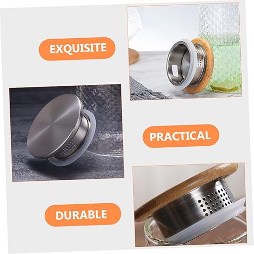 Miniatura 8 de Anneome 2 piezas de drenaje de vidrio de acero sellado para tapa, sellado de tarro reemplazable con tapa de jarra, tapas de tetera bistró, tapas de