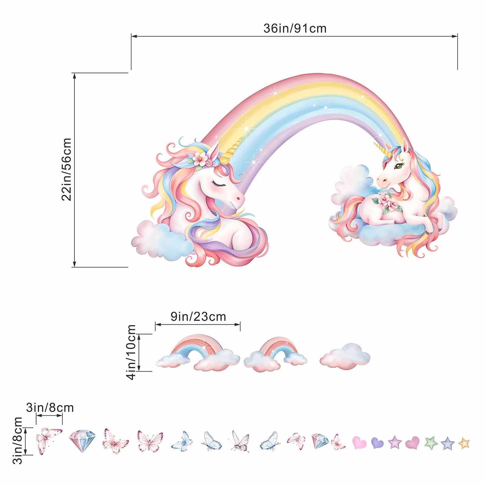Unicorn Wall Stickers for Girls Bedroom: Peel and Stick Rainbow Unicornio Cloud Wall Decals - Kids Baby Room Nursery Daycare - Image 4