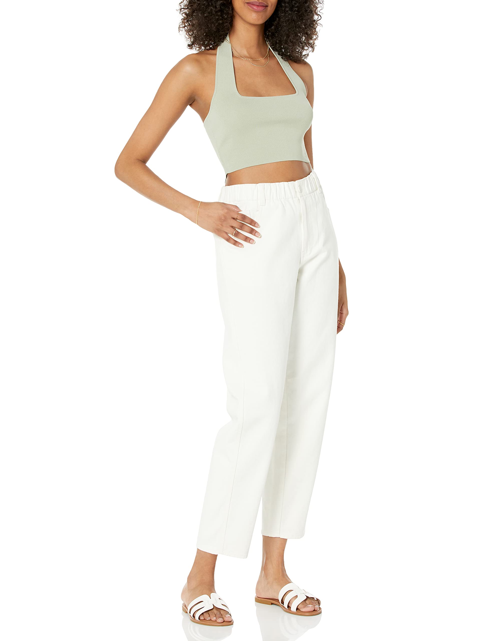 The Drop Women's Greta Fitted Square-Neck Halter Sweater Bralette