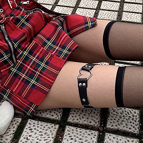 2PCS Leather Heart Garter - Adjustable Leg Ring for Cosplay, Spike Party3