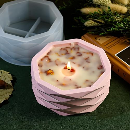 Miniatura 3 de Zayookey Molde de silicona para macetas, jarrón de plantas suculentas, moldes de cactus, moldes de resina epoxi, molde de arcilla de cemento para