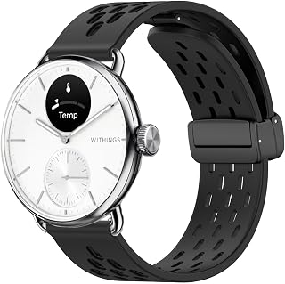 Lamshaw Compatible for Withings Smartwatch Bands, 18mm, 20mm Breathable Soft Silicone Magnetic Butterfly Clousure Sport Replacemet Accessory Strap for Women Man