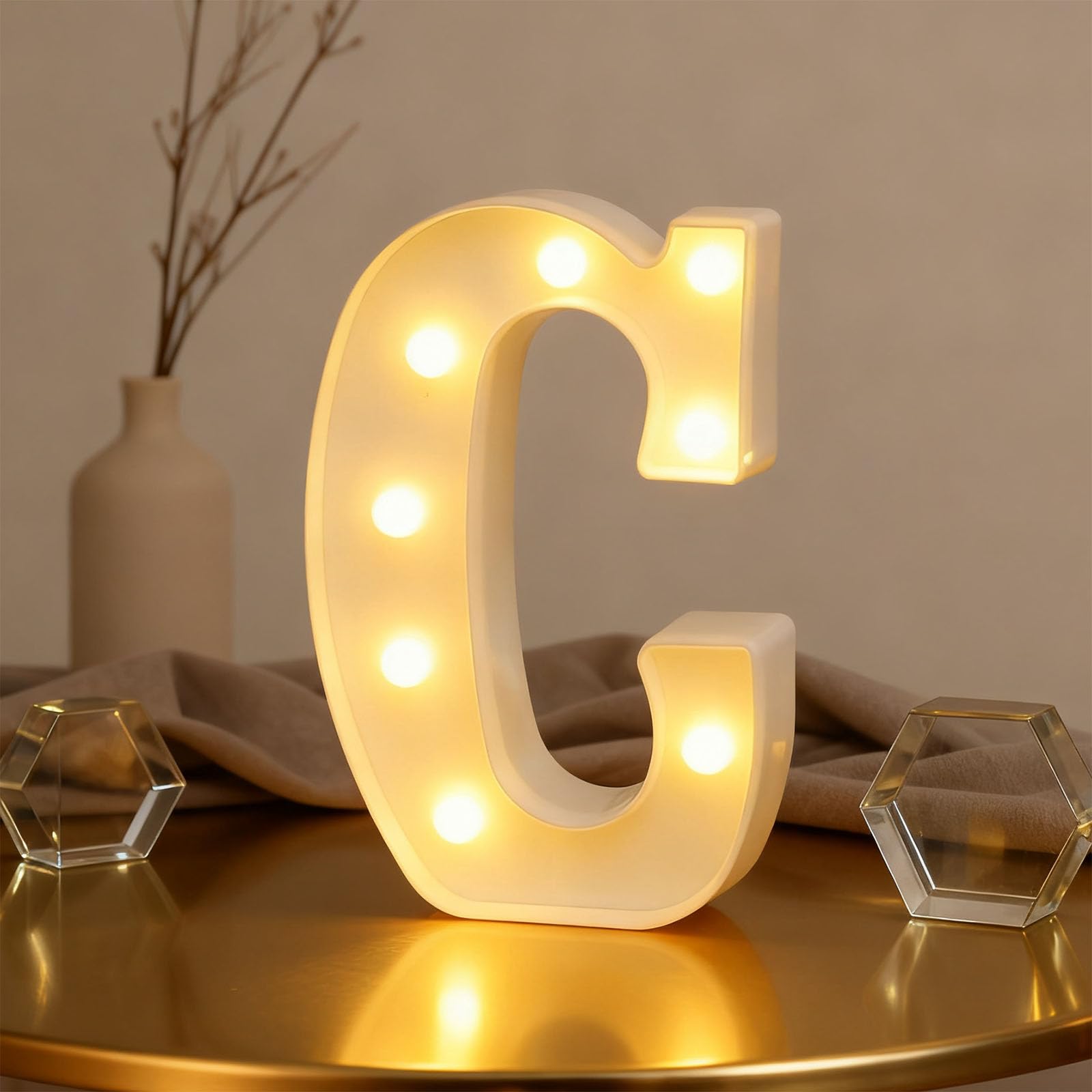 Letter C Sign Lights Battery Powered Decoration Table Lamp Warm White LED Night Light for Children's Room With Sleeping Light, Personalized Decoration, Bedroom Bedside Lamp (5.32"*8.86"*1.63") — image 1