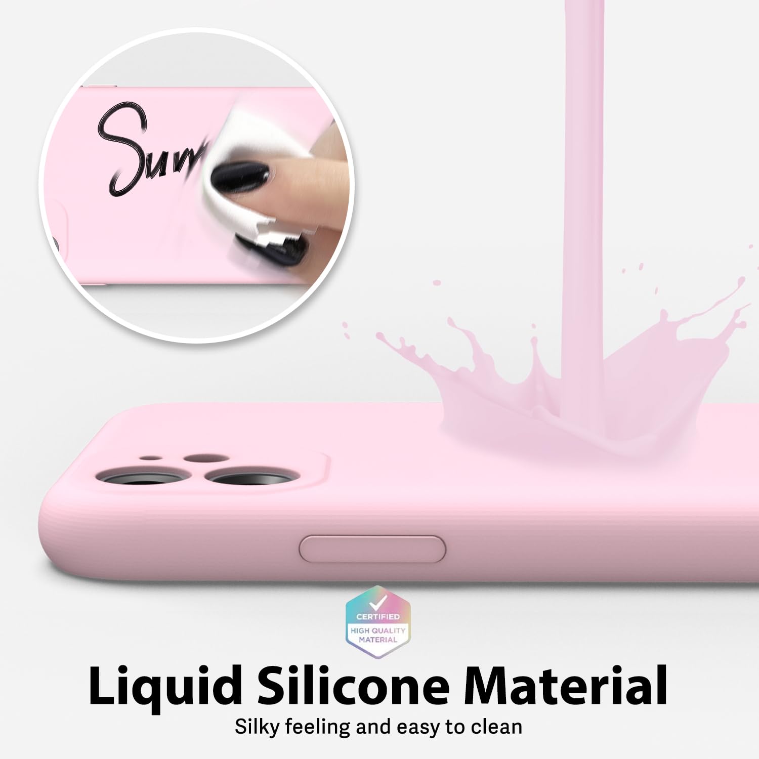 oakxco for iPhone 16 Pro Max Case Liquid Silicone, Soft Rubber Gel Elegant Aesthetic Basic Simple Cover, Cute Thin Slim TPU Matte Solid Color Plain Smooth Case for Women Girl, Light Pink — view 1301