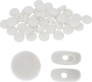 The Beadsmith Fablastic Cord Locks, 10mm Flat Round, White Color, Silicone Locks, 48 Pieces, for Elastic Cord Rope Adjuster Non-Slip Stopper
