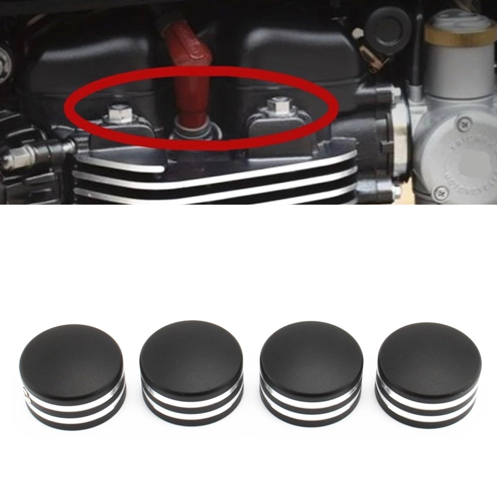 Protezioni forcella 4 pezzi di tappi per bulloni testa moto, viti motore adatti per Triumphant Bonneville Bobo Black T120 T100 Thruxton 900 EFI(All Black)