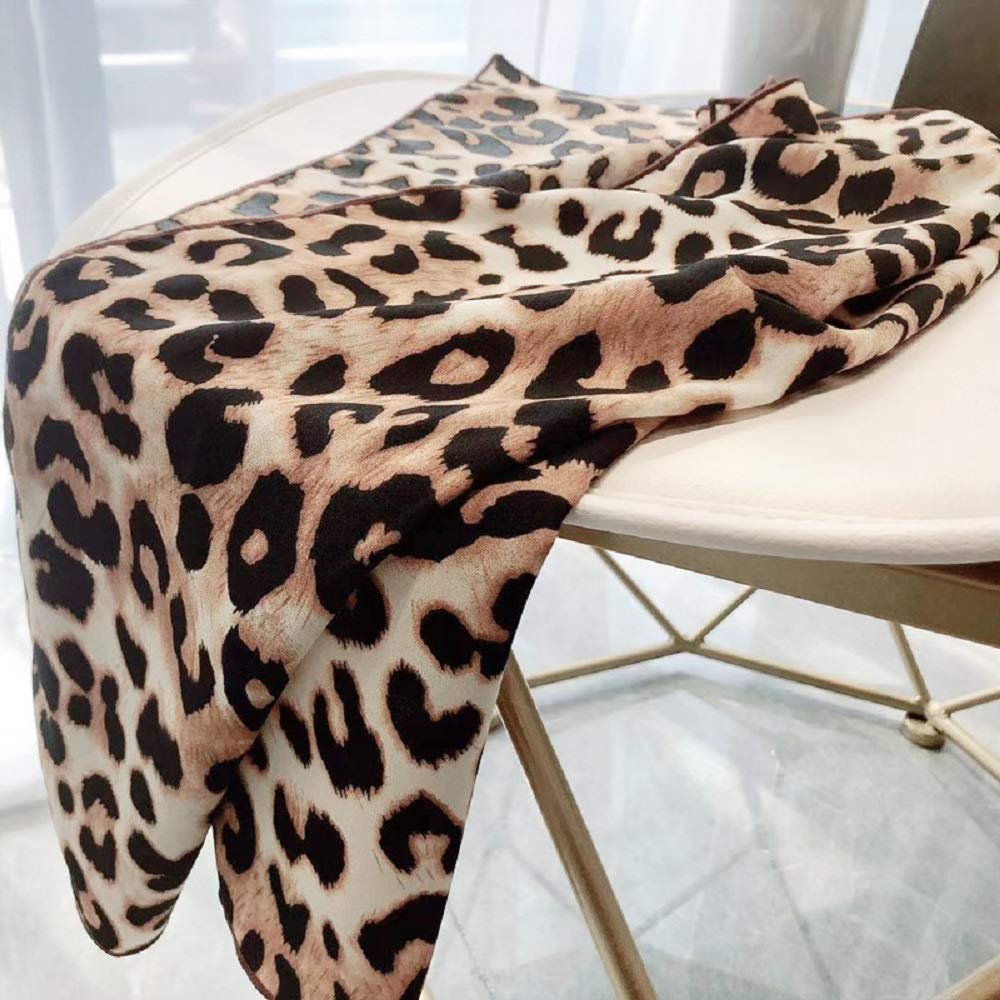 Pañuelo para el pelo con estampado de leopardo, pañuelo de guepardo, pañuelo de cuello de animal para mujer, 23.6 pulgadas, Oro, M