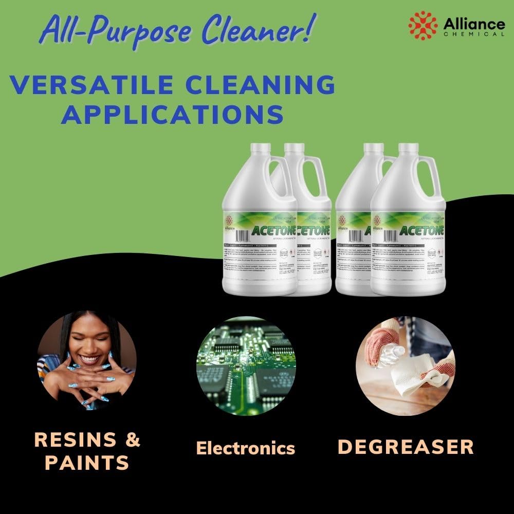 Alliance Chemical Acetone - 1 Pint (16 FL Oz) - Technical Grade Solvent for Cleaning, Surface Prep, Resin Work, and General Use