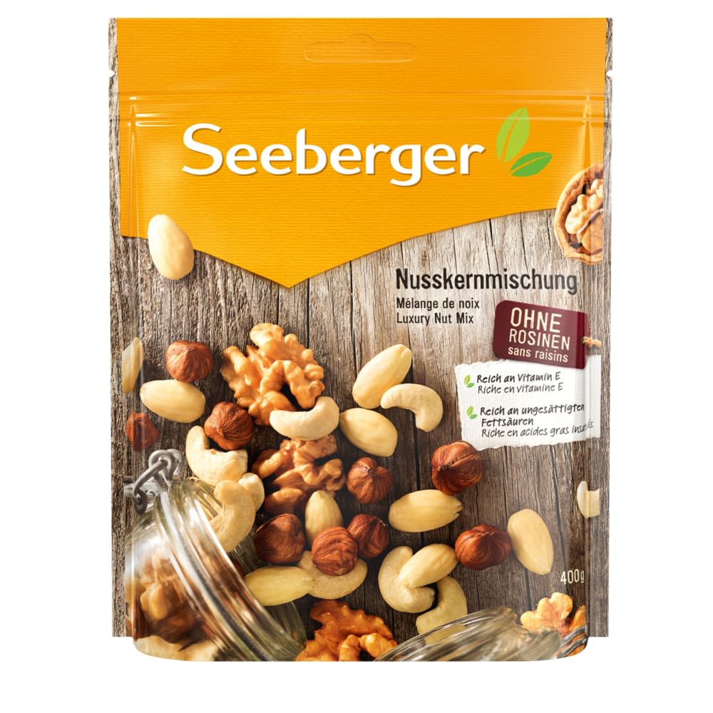 Seeberger Nut Kernel Mix Pack of 7 Pure Nut Blend of Crisp Hazelnut Kernels Almonds Walnuts & Cashews - Intense Nut Flavour Gluten-Free 7 x 400 g