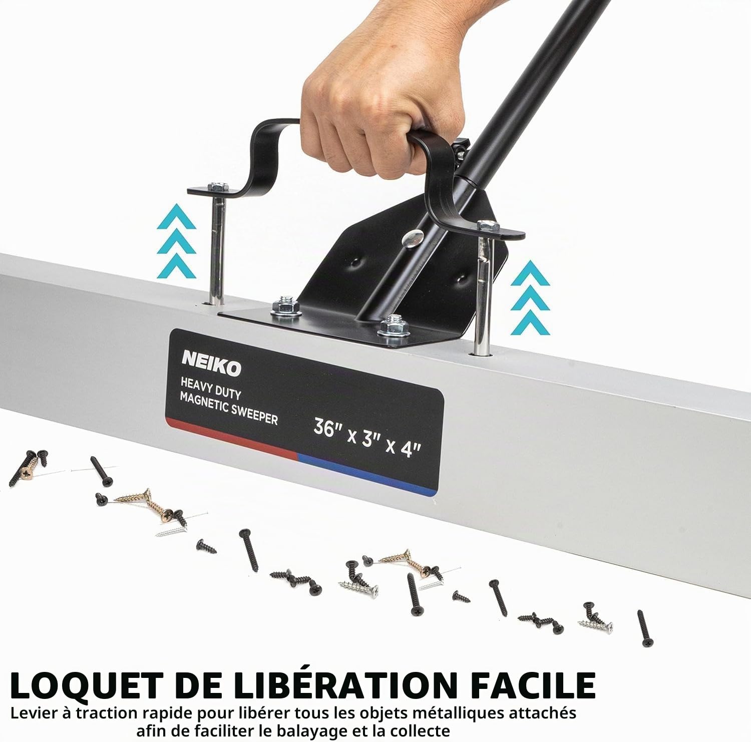 Neiko® Heavy Duty 61 cm Balai magnétique Pickup Outil en métal avec dégagement rapide Hauteur réglable, 53418A