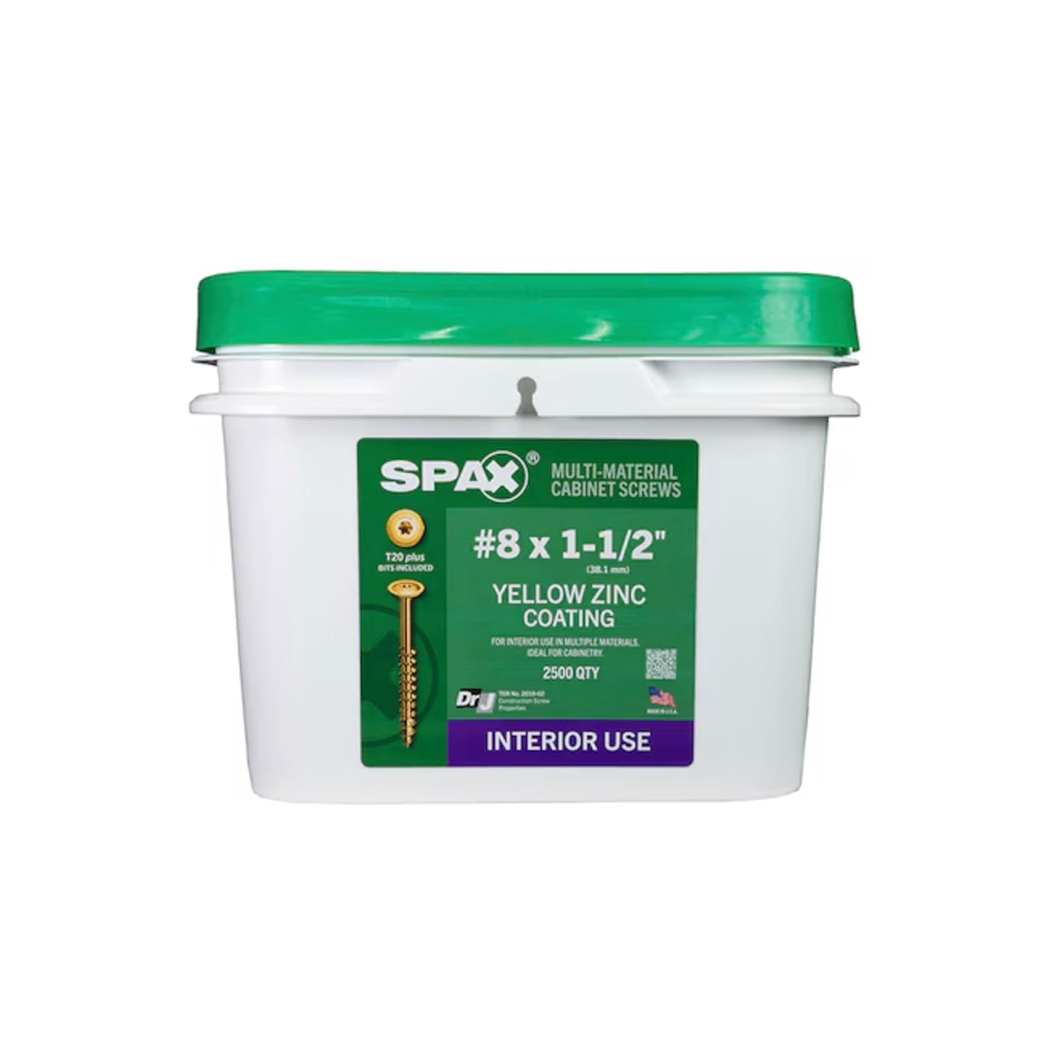 SPAX #8 x 1-1/2" Interior Wafer Head Cabinet Wood Screws Multi-Material Torx T-Star Plus (2500 EA) Bulk Pail Includes 4 Bits Washer Head Low Profile