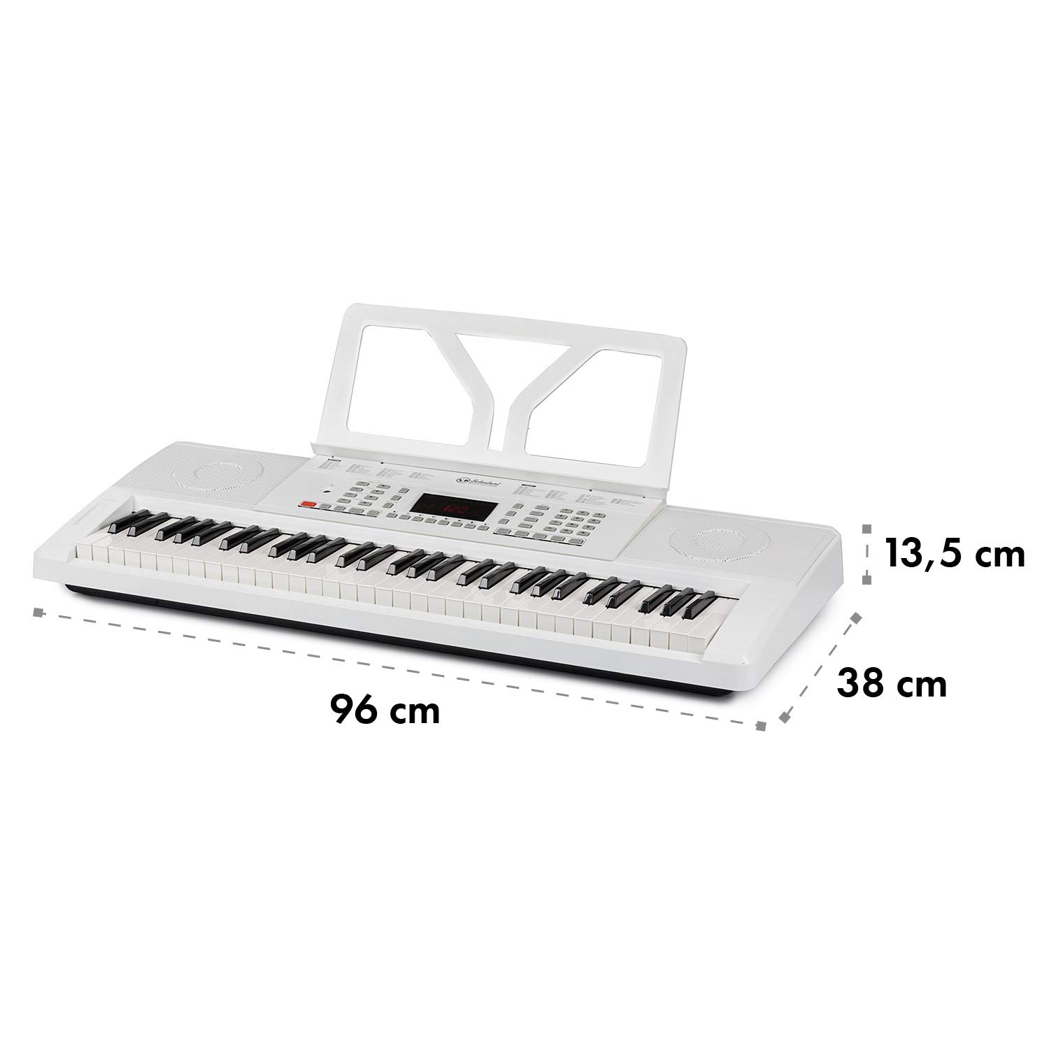 Schubert Etude 61 MK II Digital Keyboard - Tasten-Keyboard, 61 Tasten, Lern- und Aufnahmefunktion, 50 Demo-Songs, 300 Klänge/Rhythmen, Netz- und Batteriebetrieb, inkl. Notenständer, weiß