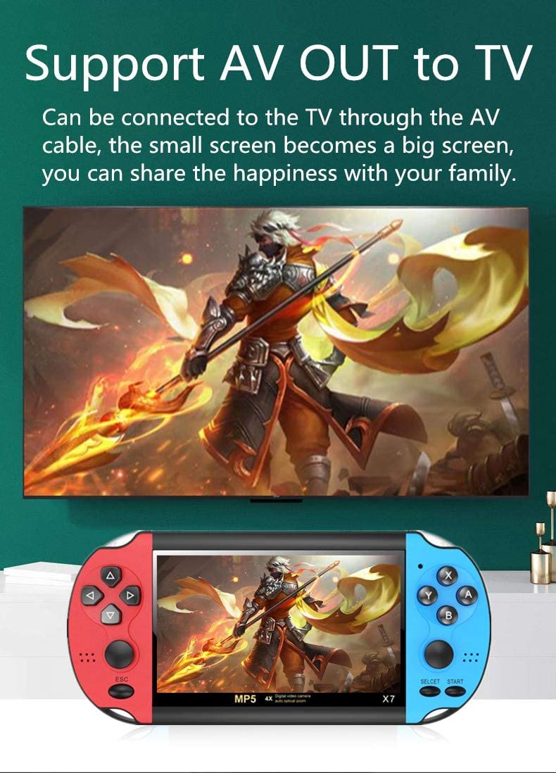 CHROX Console per Videogiochi A Doppio Joystick da 4,3 Pollici -in 3000 Giochi Supportano 10 Tipi di Simulatori Gioco Video Musica AV out Litio Ricaricabile, Regalo di Natale per Bambini