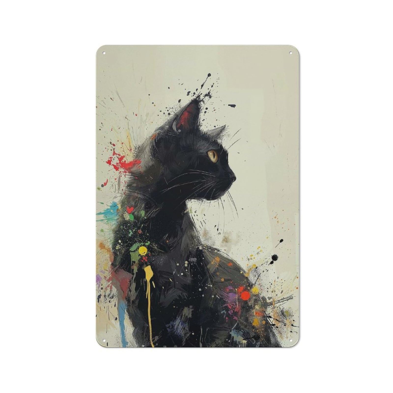 Mystic Feline Splash Decorative Metal Plaque 30x20cm, Garage Style Shed Wall Plaque for Workshop, Basement, Shed Or Games Room