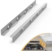 Coberturas de lacuna de fogão de aço inoxidável 316, enchimento de lacunas laterais do forno entre fogão e balcão, kit de acabamento deslizante para cozinha, pacote com 2 (58,9 cm prata)