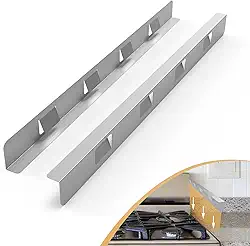 Coberturas de lacuna de fogão de aço inoxidável 316, enchimento de lacunas laterais do forno entre fogão e balcão, kit de acabamento deslizante para cozinha, pacote com 2 (58,9 cm prata)