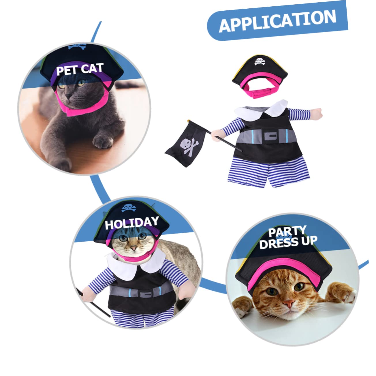 INOOMP 5sets Costume Creativo Per Animali Domestici Con Design Da Pirata Abbigliamento Per Cani e Gatti Resistente Cappello Decorativo Per Festività e Attività All Aperto