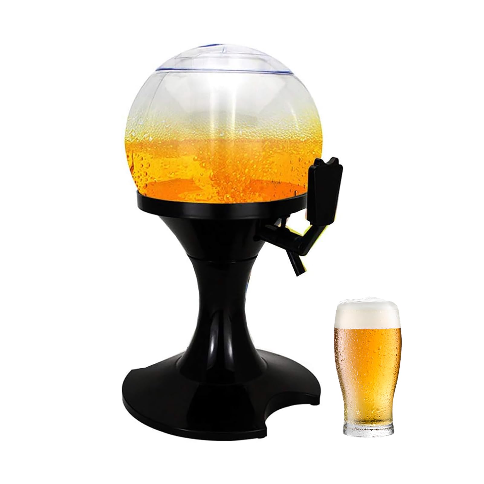 3.5L Beer Tower Dispenser, Spherical Drinks Dispenser for Cold Drinks with Tap, Ice Tube, Juice Dispenser, Container, Barbecue, Restaurant, Bar Accessories