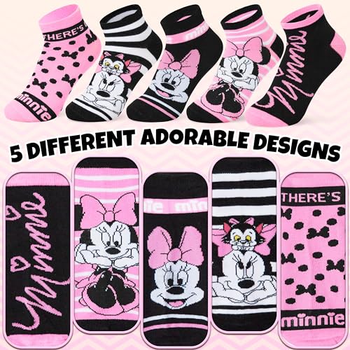 Image of Disney Stitch Ankle Socks for Women, Teens US Size 4-9, Pack of 5 Casual Ladies Socks, Gifts for Her