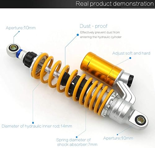 Miniatura 10 de F FXCNC Racing - Amortiguador trasero de 12.59 pulgadas, carga de suspensión para ATV, Go Kart, Quad Dirt Sport Bikes (Monkey Bike Z125 2018-2020)